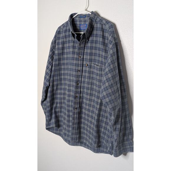 Vintage Pendleton Loop Collar Long Sleeve Shirt Board XL Blue Watch Plaid - Picture 4 of 7